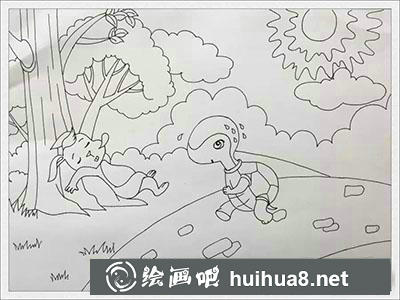 兒童畫教程：教你畫龜兔賽跑