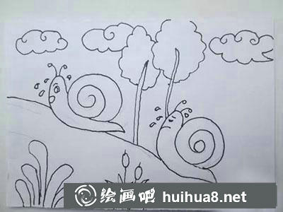 兒童畫蝸牛教程