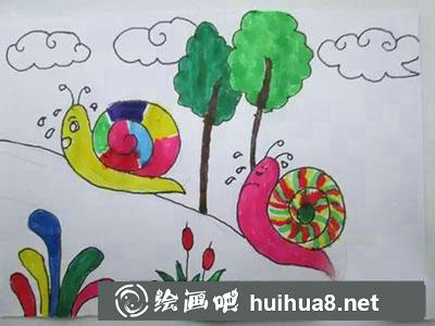 兒童畫蝸牛教程