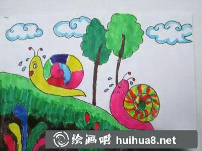 兒童畫蝸牛教程