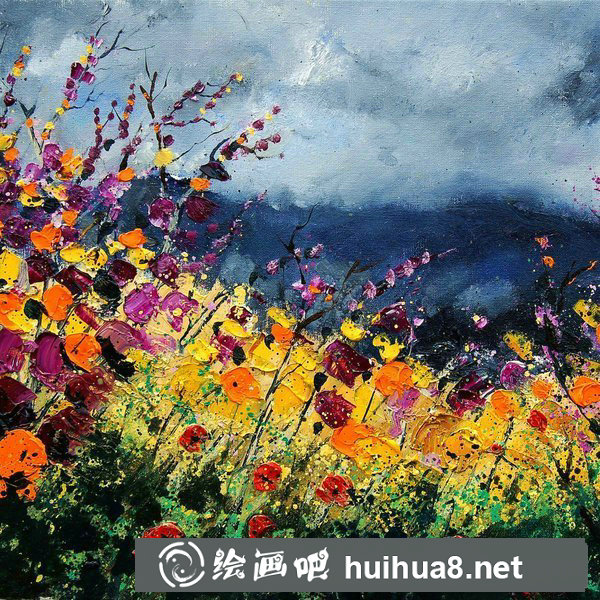 春花盛開(kāi)油畫(huà)作品