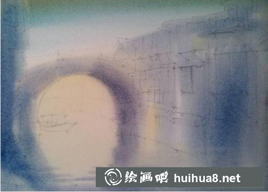 江南水鄉(xiāng)水彩畫