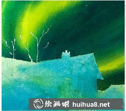 極光水彩畫步驟