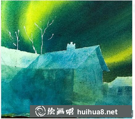 極光水彩畫步驟