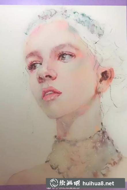 水彩畫美女頭像