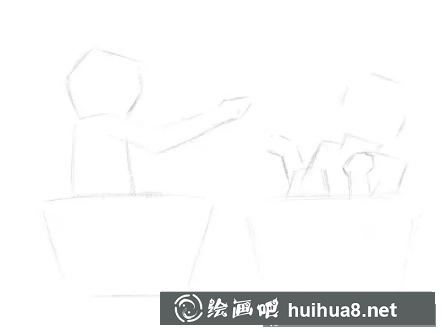 小女孩玩耍彩鉛插畫