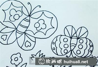 用油畫棒畫漂亮的蝴蝶