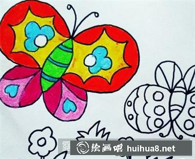 用油畫棒畫漂亮的蝴蝶