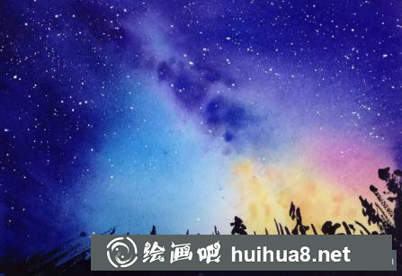 簡(jiǎn)單唯美的水彩畫星空