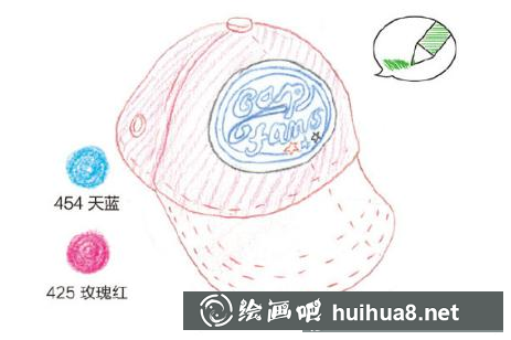 棒球帽彩鉛畫