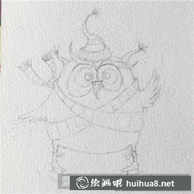 貓頭鷹水彩畫