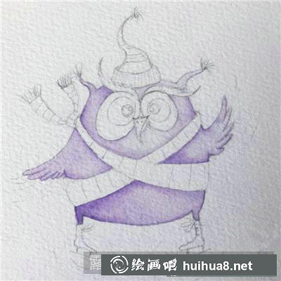 貓頭鷹水彩畫