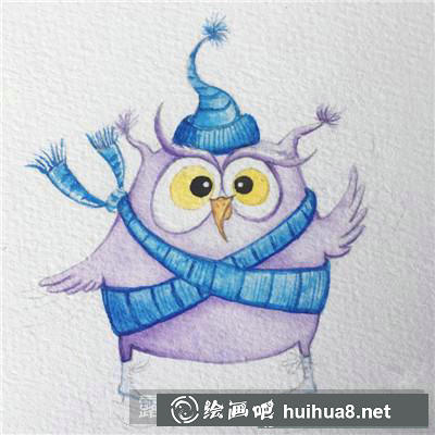 貓頭鷹水彩畫