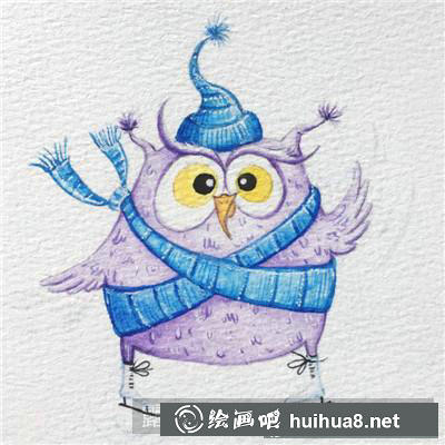 貓頭鷹水彩畫