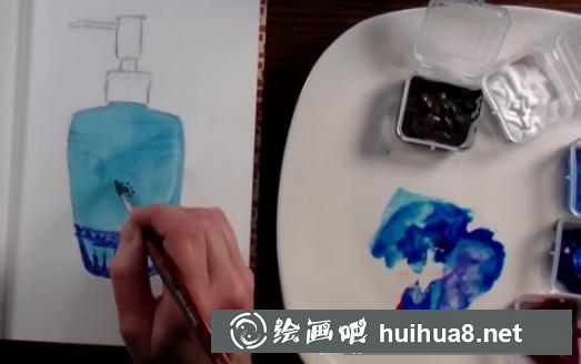 水彩畫香水瓶