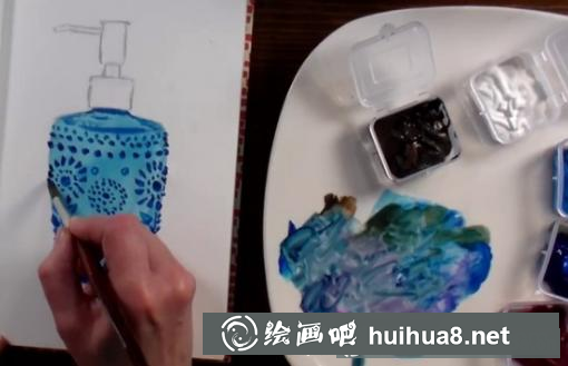 水彩畫香水瓶