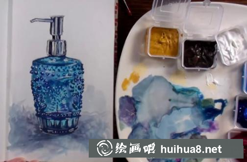 水彩畫香水瓶
