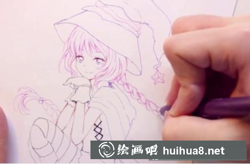 馬克筆畫(huà)二次元萌妹子