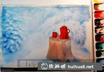 水彩畫冬天