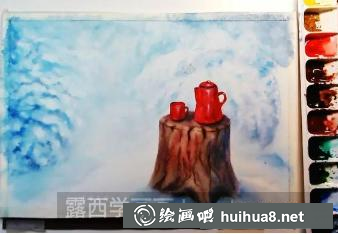 水彩畫冬天