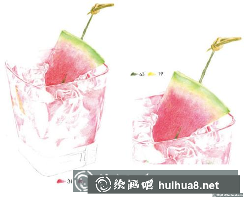 西瓜冰彩鉛畫
