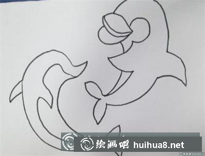 兒童畫教程：海豚戲水