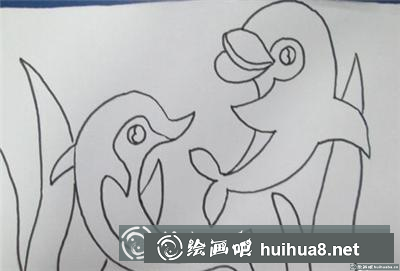 兒童畫教程：海豚戲水