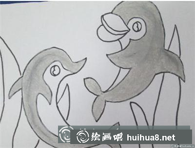 兒童畫教程：海豚戲水