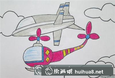 用油畫棒畫飛機