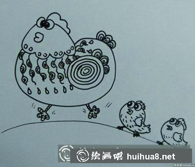 簡筆畫教程：教你畫母雞和小雞