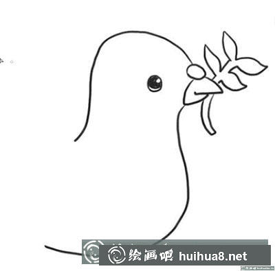 和平鴿咬住橄欖枝繪制
