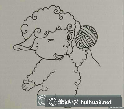 怎么畫拿毛球的小羊