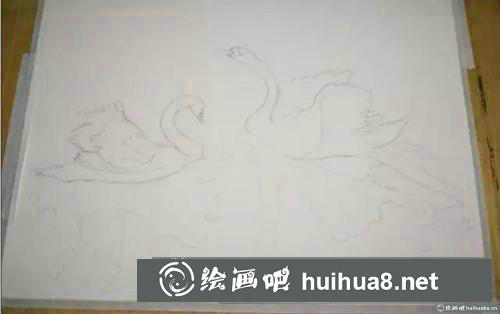 天鵝水彩畫