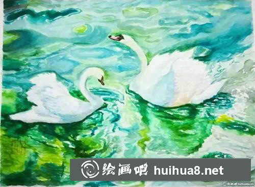天鵝水彩畫