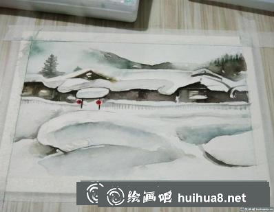 水彩畫冬天 水彩畫冬天