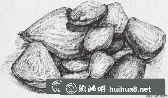鋼筆畫鵝卵石