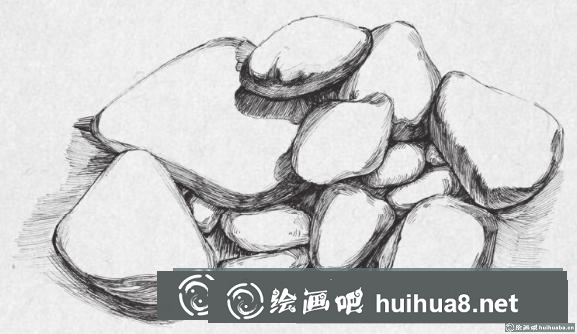 鋼筆畫鵝卵石