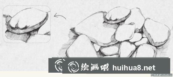鋼筆畫鵝卵石