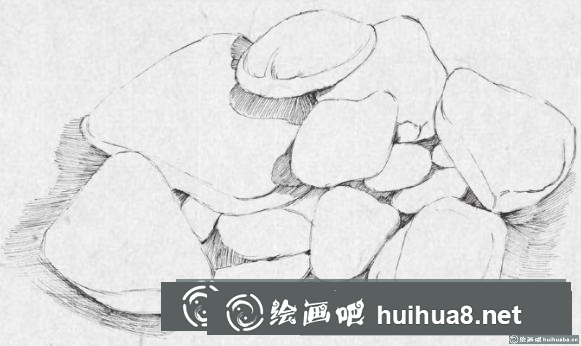 鋼筆畫鵝卵石