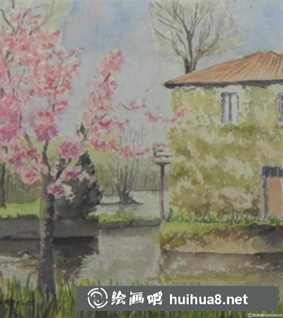 風景水粉畫