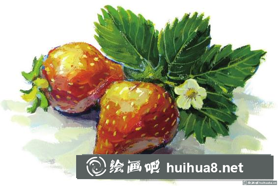 水粉畫草莓