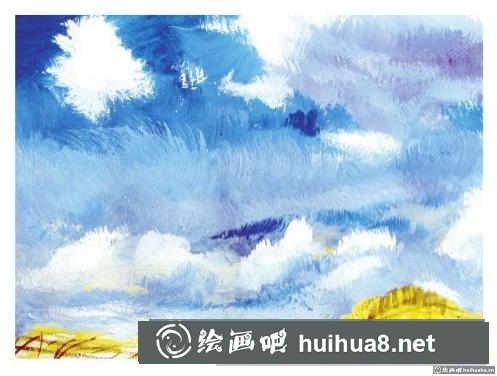 水粉畫藍天白云