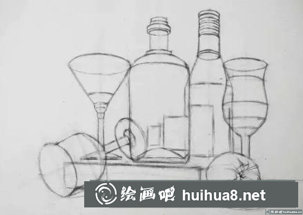 玻璃器皿組合的畫法