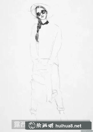 素描畫女孩