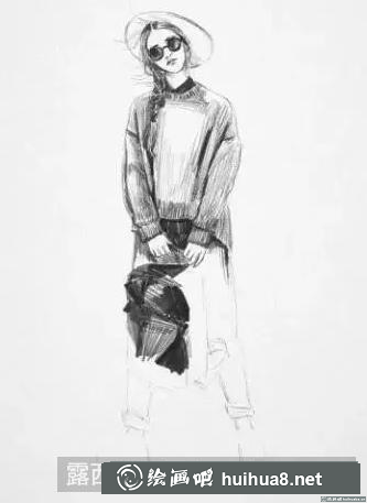 素描畫女孩