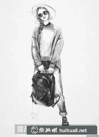 素描畫女孩