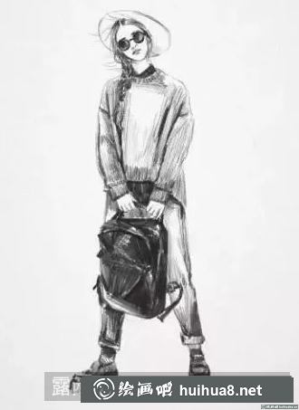 素描畫女孩