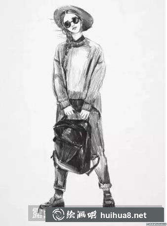 素描畫女孩