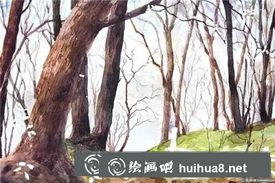 水彩畫教程：林間的足跡