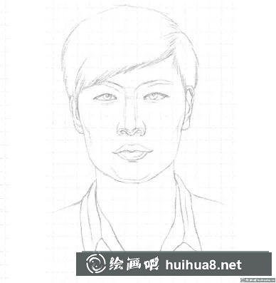 素描男子正面頭像